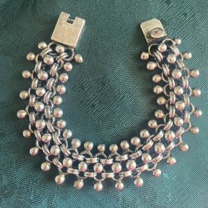 Vintage Taxco 925 Sterling Silver Gate Link Bracelet 92.2 grams